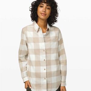Lululemon Beige Checkered Shirt